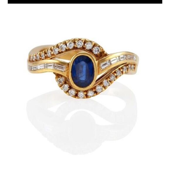 18k Sapphire Diamond Ring